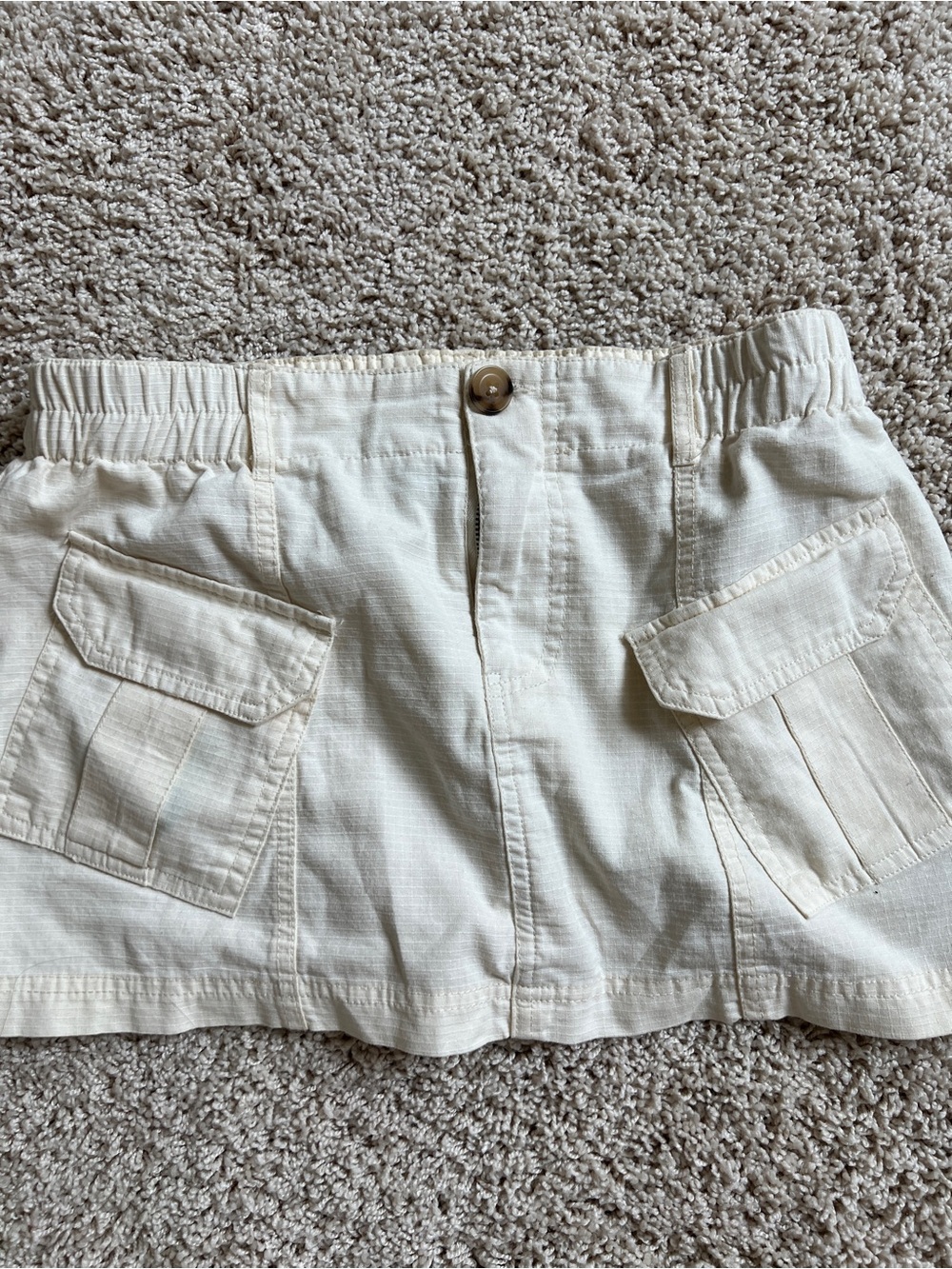 Forever 21 Cream Cargo Pocket Mini Skirt